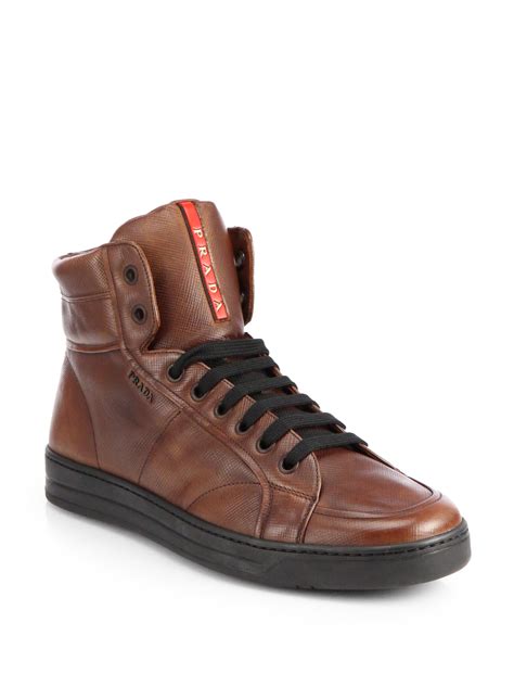 prada brown sneakers|black prada sneakers men.